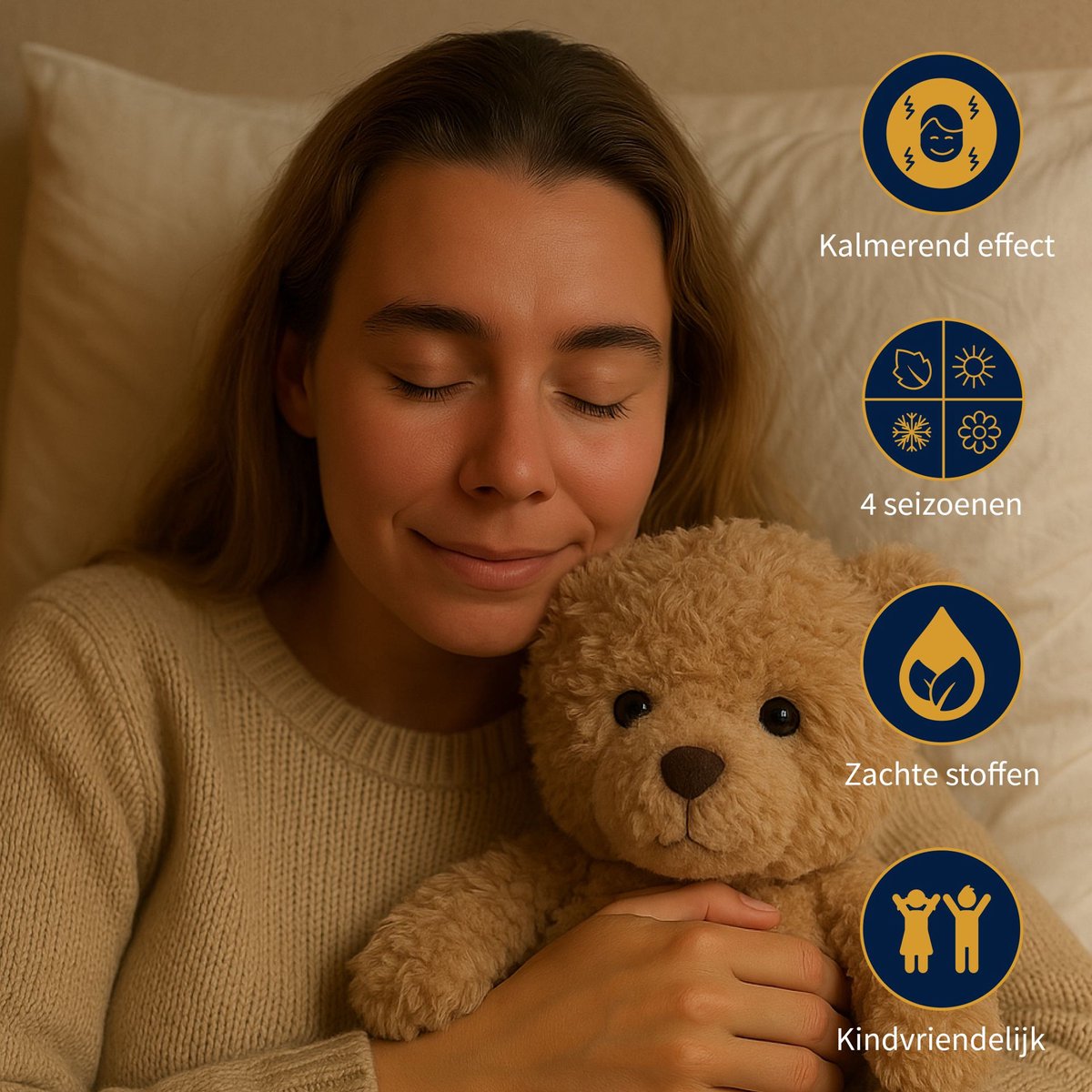 Latona Blanket® Verzwaringsknuffel - Beer - 1,2kg - 34cm x 30cm - Verzwaarde knuffel - Weighted stuffed animal — afbeelding 6