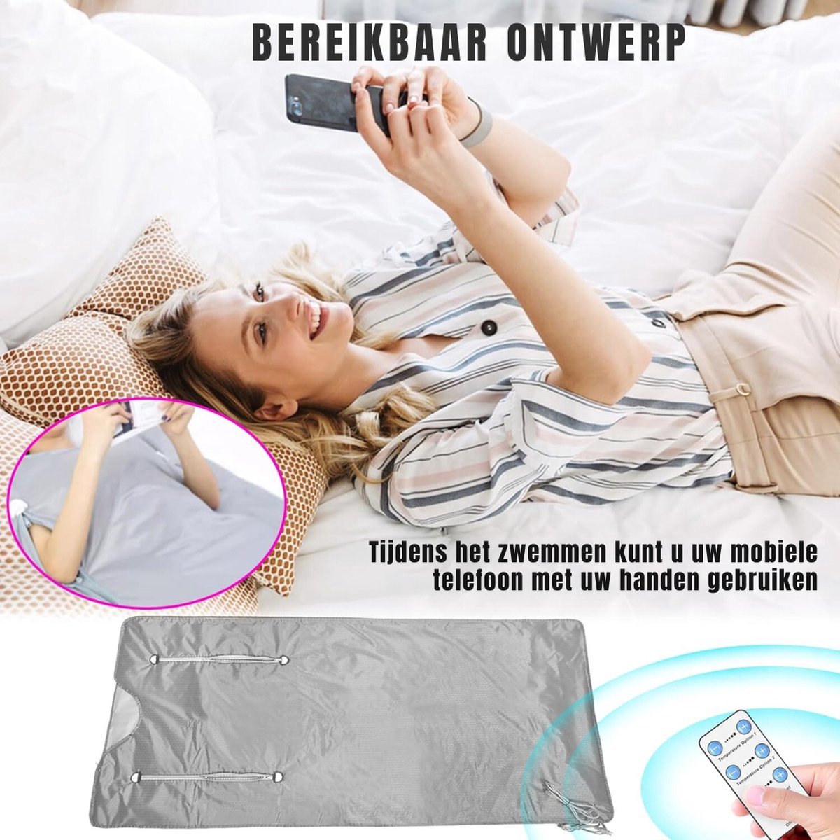 Thuys – Infrarood Deken – Sauna Deken – Elektrische Deken – 45 x 41 x 20cm – Grijs