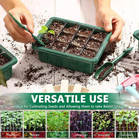 Indoor Greenhouse Grow Box 10 Pcs 120 Cells Mini Grow Set with 2 Garden ...