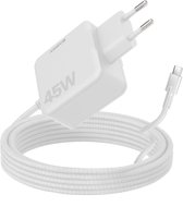 Chargeur USB-C Xssive 45 W pour ordinateur portable - 1,8 m - Chargeur Fast PPS - Compatible avec HP , Lenovo et Dell - Chargeur universel avec câble USB-C