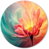 Kleurrijke bloem abstract kunst - Bloem wandcirkels - Ronde wandprint natuur - Abstracte kunst - Forex wandkunst rond - Slaapkamer styling - muurcirkel forex 90x90 cm