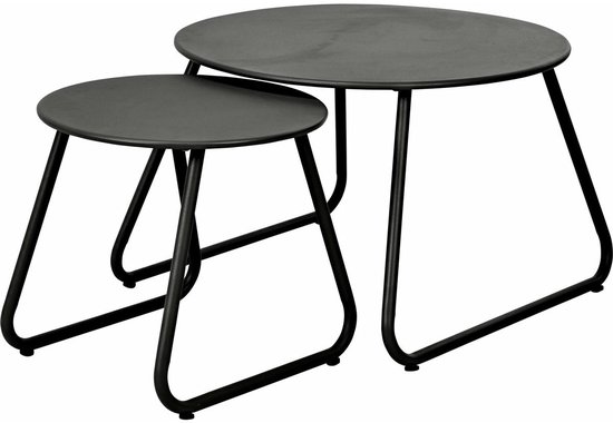 Tables d'appoint - Rondes - Zwart - Métal - Salon - Intérieur - Extérieur - Set de 2 - Klein 40 x 37 x 5 cm - Groot 60 x 41 x 5 cm
