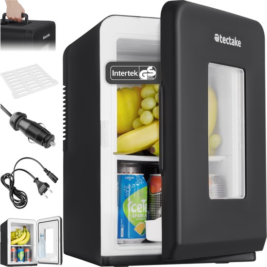tectake® Mini-Autokoelkast - Draagbare minibar 14L - 2-in-1-functie: koelen en verwarmen