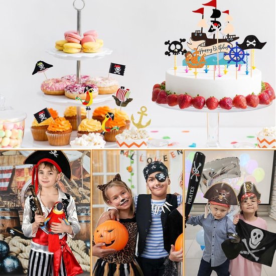 Bymivofun 13 stuks piraten-taartopzetstukken, glitter-piraten-taartdeksel, Happy Birthday taartopzetstuk, voor kinderen, jongens, verjaardag, Halloween, party, muffindecoratie Bymivofun 13 stuks piraten-taartopzetstukken, glitter-piraten-taartdeksel, Happy Birthday taartopzetstuk, voor kinderen, jongens, verjaardag, Halloween, party, muffindecoratie