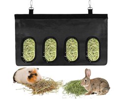 Allecto Plus - Konijn Hooi Feeder Tas - Automatische Feeders - Kleine Huisdieren - Zwarte Opbergzak met 4 Gaten