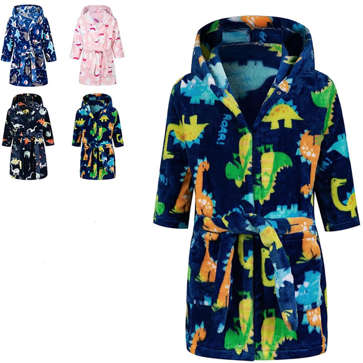 Ibenzoa® Zachte Kinderbadjas met Capuchon voor Jongens en Meisjes, Comfortabele en Warme Badjas 2-9 Jaar