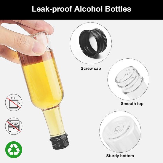 BELLE VOUS Herbruikbare Mini-flessen, 50 Ml, Leeg, Plastic Met Zwarte Schroef Dop En Vloeistof Trechter Voor Makkelijk Schenken En Flessen Vullen Voor Huwelijk En Feest BELLE VOUS Herbruikbare Mini-flessen, 50 Ml, Leeg, Plastic Met Zwarte Schroef Dop En Vloeistof Trechter Voor Makkelijk Schenken En Flessen Vullen Voor Huwelijk En Feest