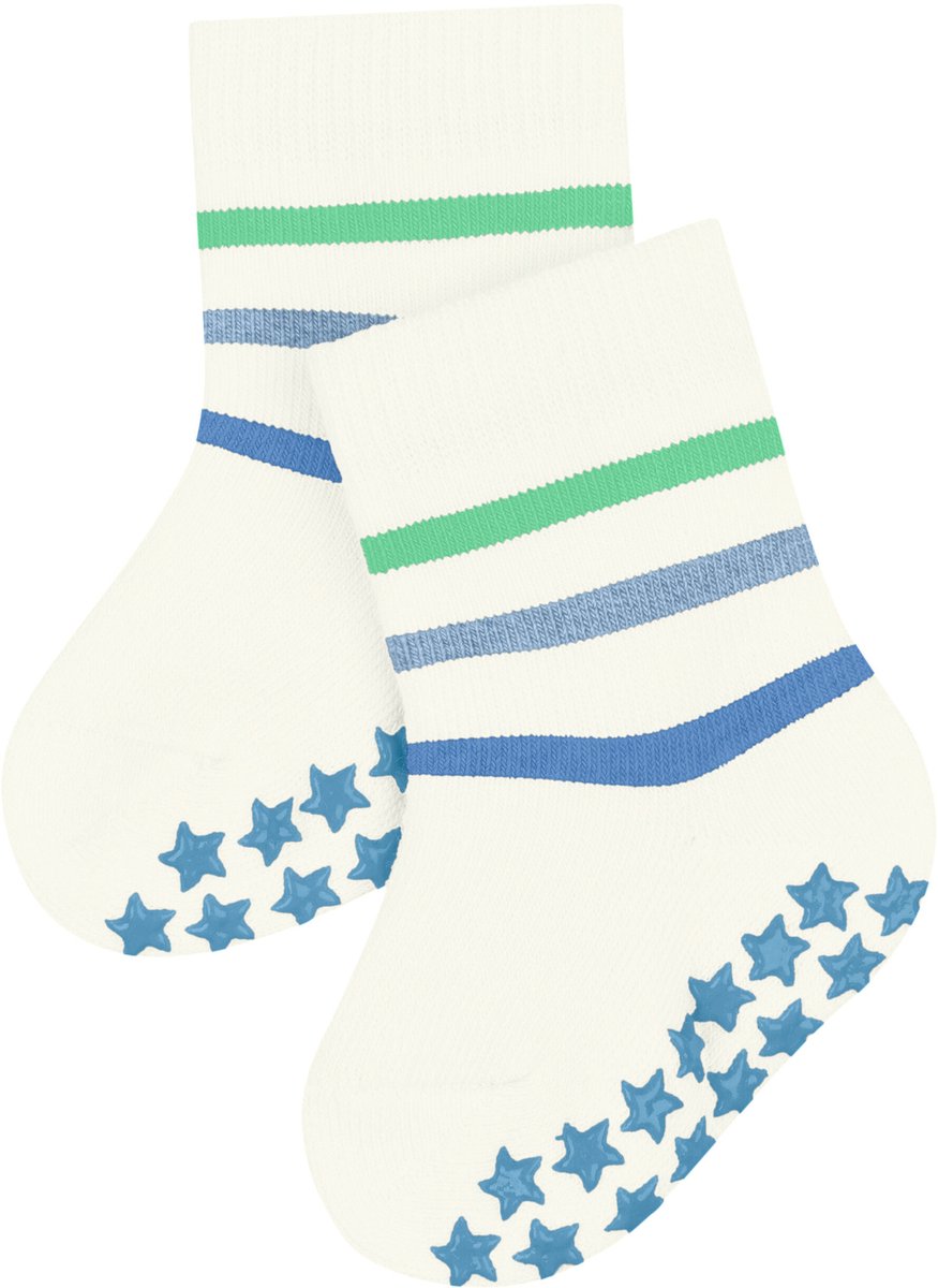 FALKE Multi Stripe Noppen op de zool katoen huissokken baby wit - maat 74-80