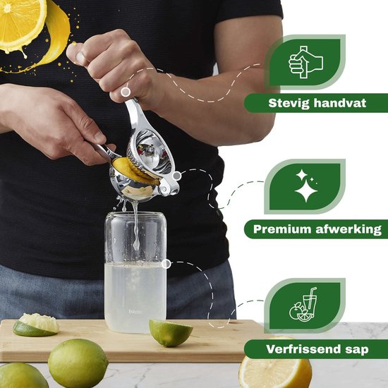 Robuuste Kwaliteit Citroenpers - Limoenpers - Sinaasappelpers - Handmatige Citroenpers - Lemon squeezer - Citrusknijper - Fruitpers - | Zilver van Merkloos — afbeelding 3