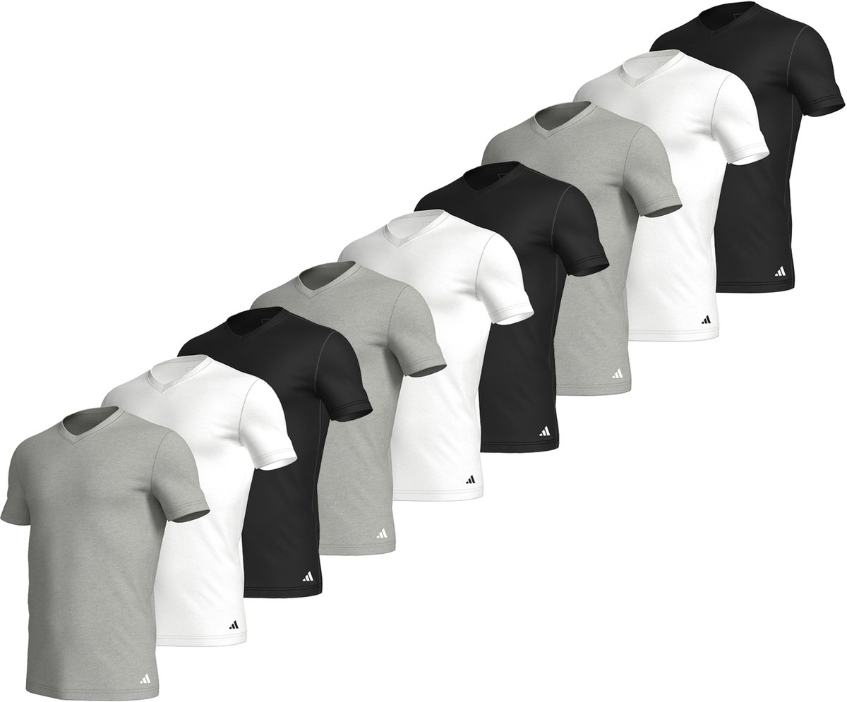 9-pack adidas V-Hals T-shirt Heren V-Hals Katoen Multicolor