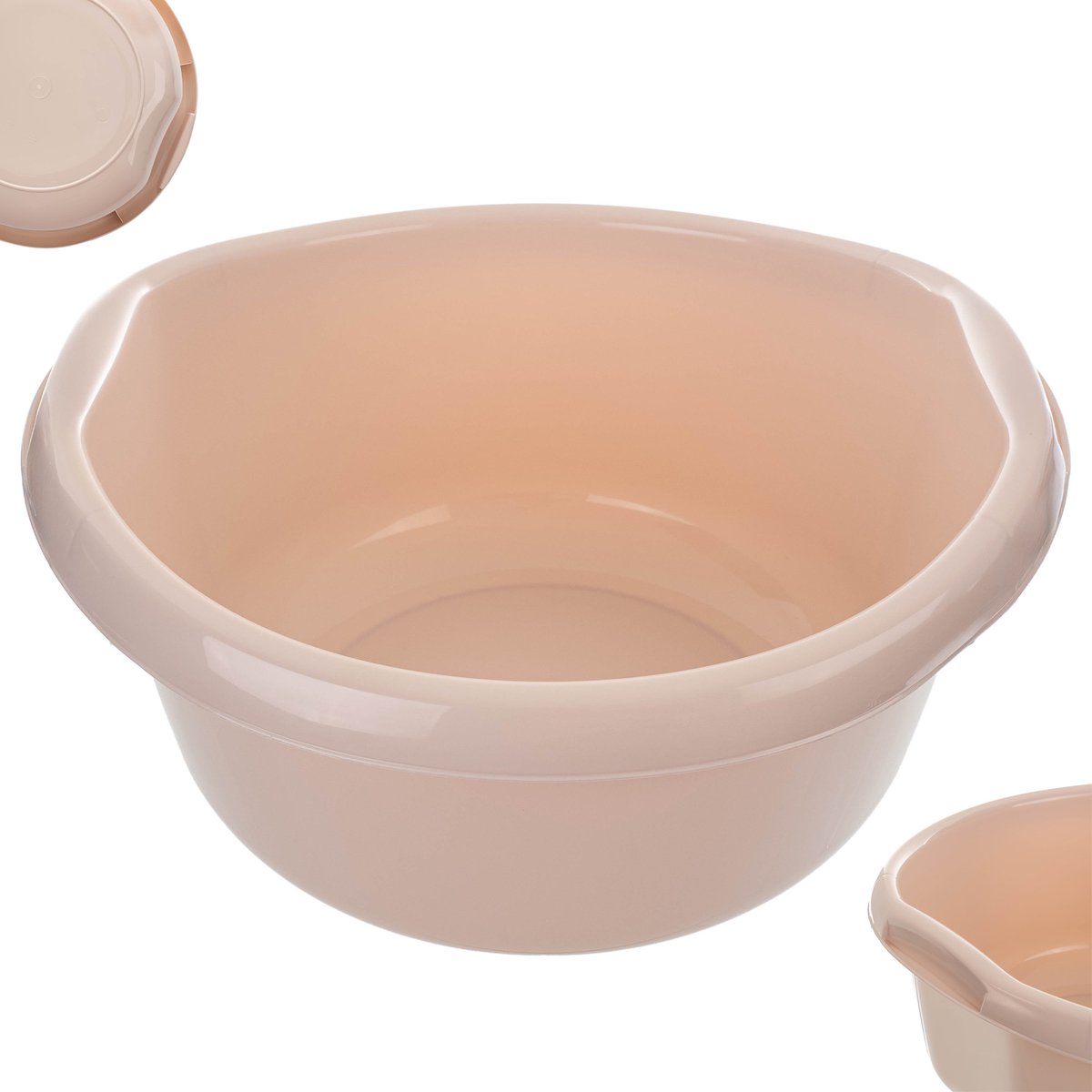 KADAX Ronde kunststof kom. Bekken diep en robuust. Kom, waskom, spoelbak Groot Is uitstekend voor de badkamer, wasruimte, keuken en huis (lichtbeige, 10L)