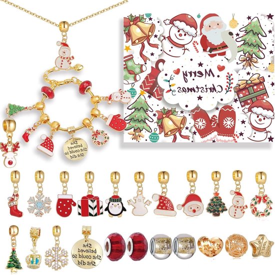 Allecto plus - Adventskalender Meisjes Sieraden Kerst - DIY Set - Kerstcadeaus Vrouwen Tieners - Wit