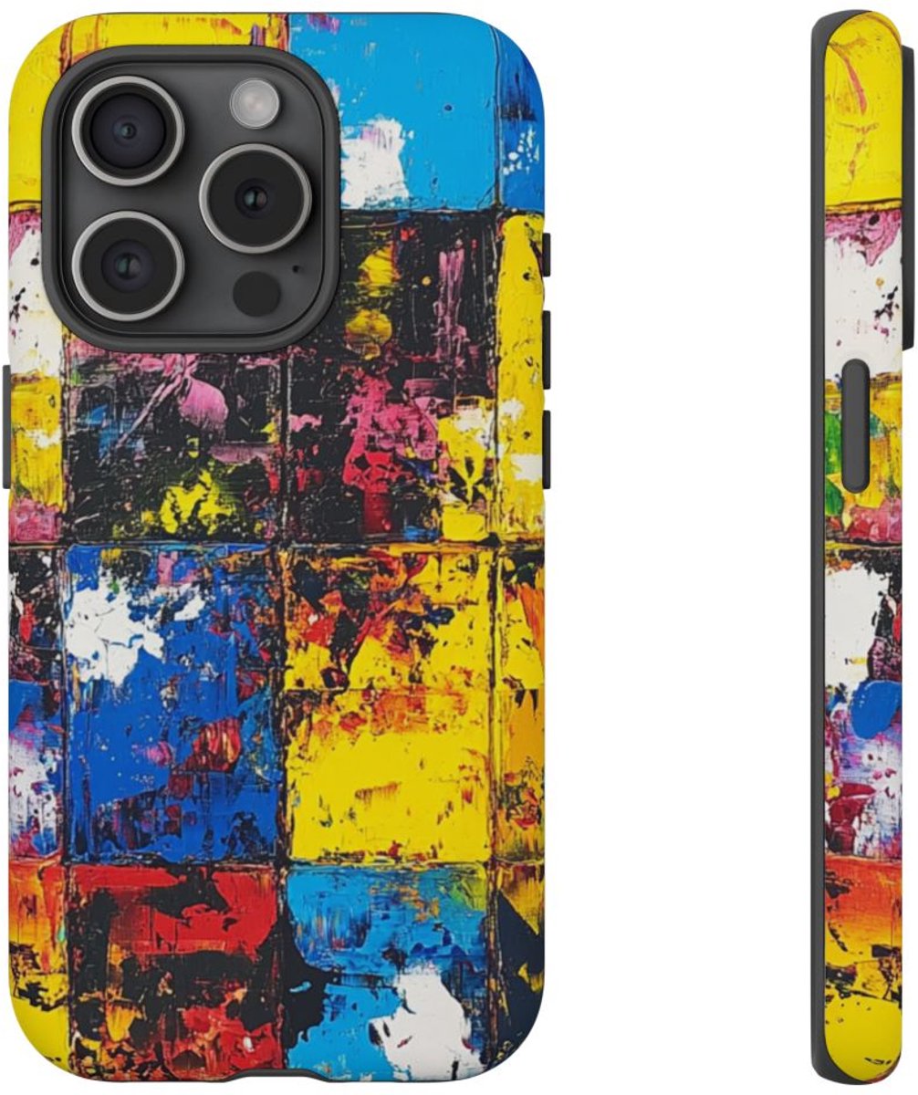 Abstracte Kleurrijke Vierkanten – Telefoonhoesje Geschikt voor iPhone 15 Pro