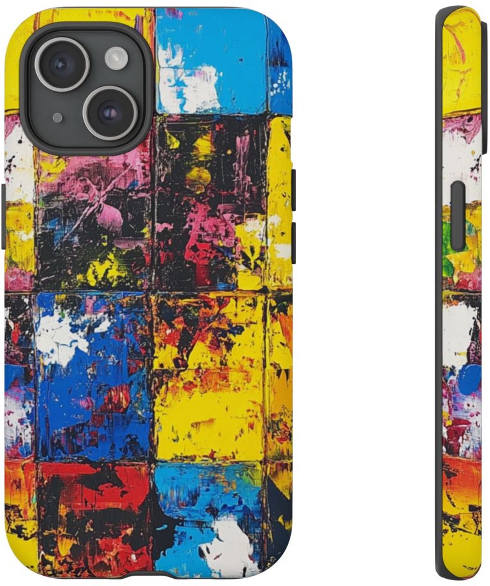 Abstracte Kleurrijke Vierkanten – Telefoonhoesje Geschikt voor iPhone 15