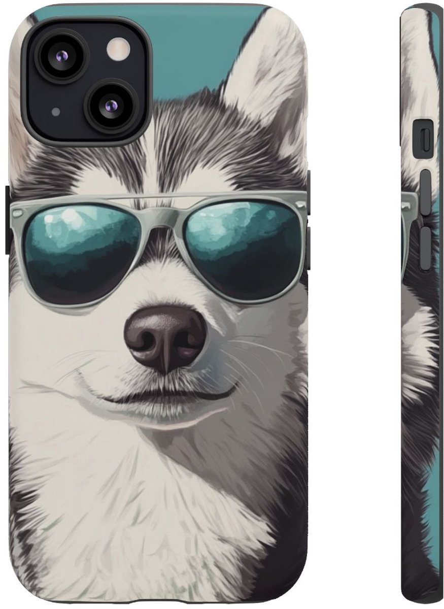 Stoere Husky met Zonnebril – Telefoonhoesje Geschikt voor iPhone 13
