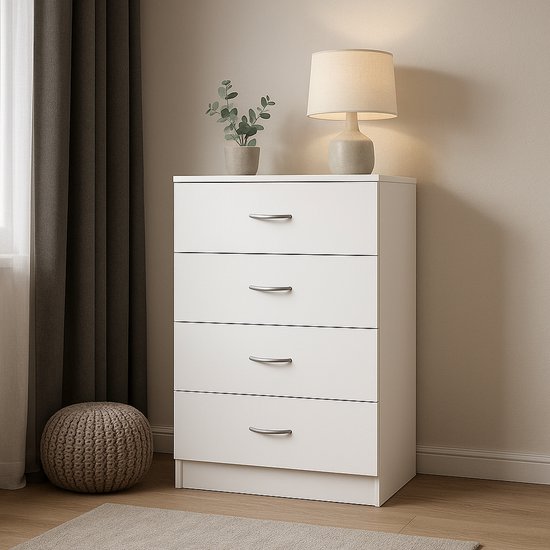 Commode Milton & Oldbrook , 4 tiroirs, finitions, Wit