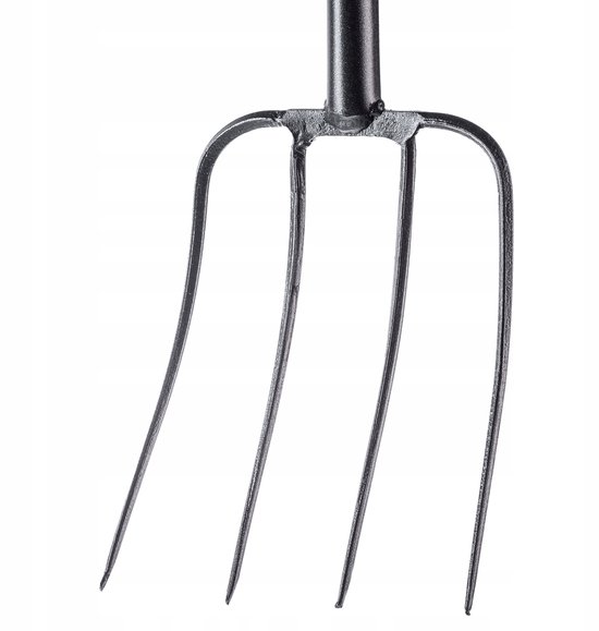 KADAX Spatvork van staal, 132 cm lange vork, hooivork, grafvork om te graven, ergonomische tuinvork, mestvork, vork met D-greep, tuinvork (4 tanden, zwart/oranje) van KADAX — afbeelding 4