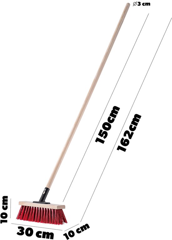 KADAX Balai De Rue Avec Bord à Gratter 2 En 1 Balai De Route Balai Industriel A Long Manche En Bois Balai De Salle En Plastique 40 Cm 82129326