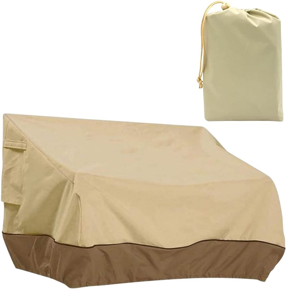 Tuinbankhoes - Beschermhoes Tuinmeubel - Oxford doek - Inclusief opbergtas - Waterdichte - Winddicht - Beschermhoes Tuinbank - Tuinmeubelhoes - Geschikt voor tuinmeubelen - 147 x 83 x 79 cm - Beige
