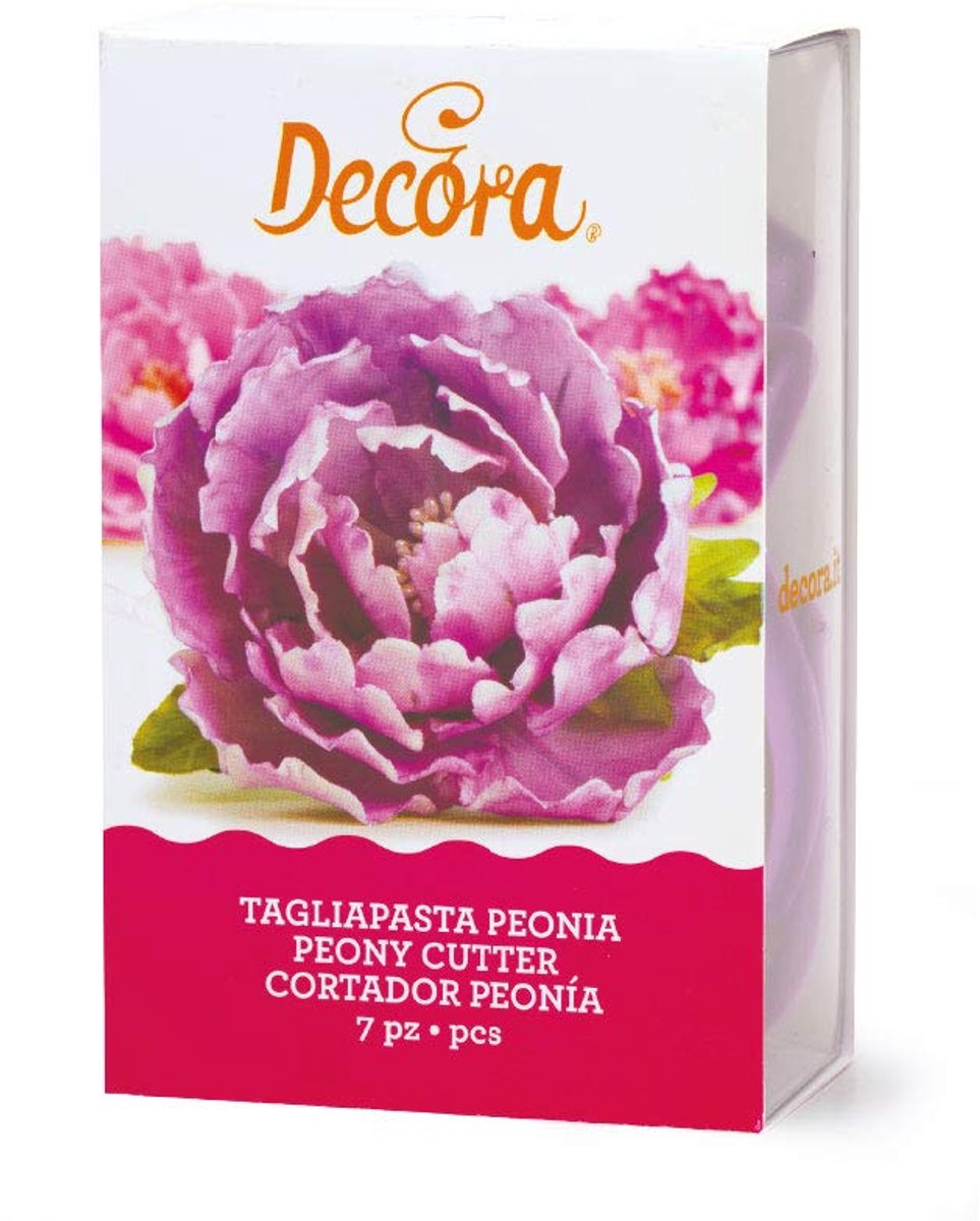 DECORA KIT 7 uitstekers Pioen Pioen koekjesvormset, kunststof, paars, 8,5 x 8,5 x 5 cm