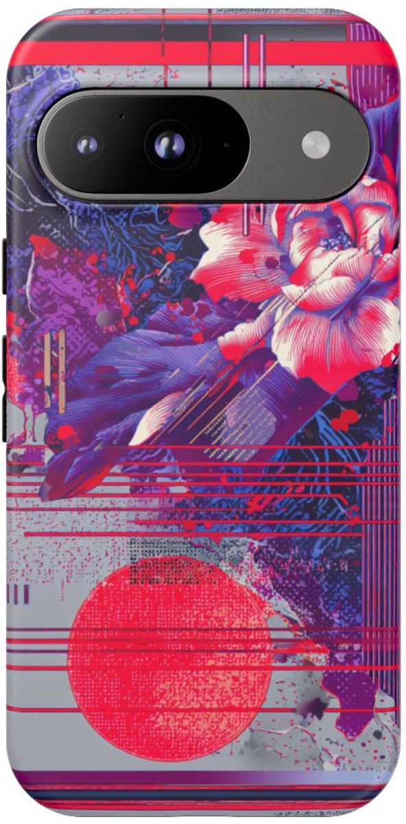 Abstracte Bloemmotieven met Neonaccenten – Telefoonhoesje Geschikt voor Google Pixel 9