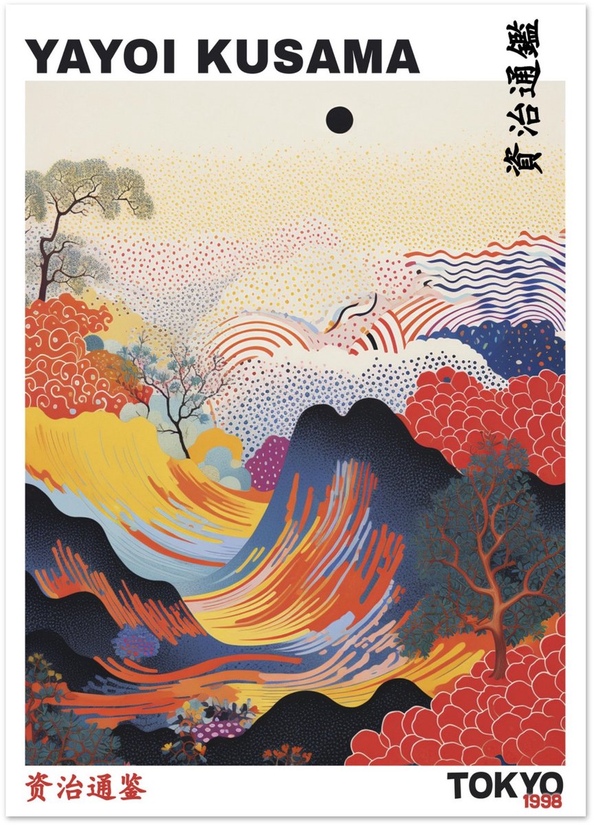 Yayoi Kusama - Tokyo 1998 Poster 50x70 cm - exclusief lijst