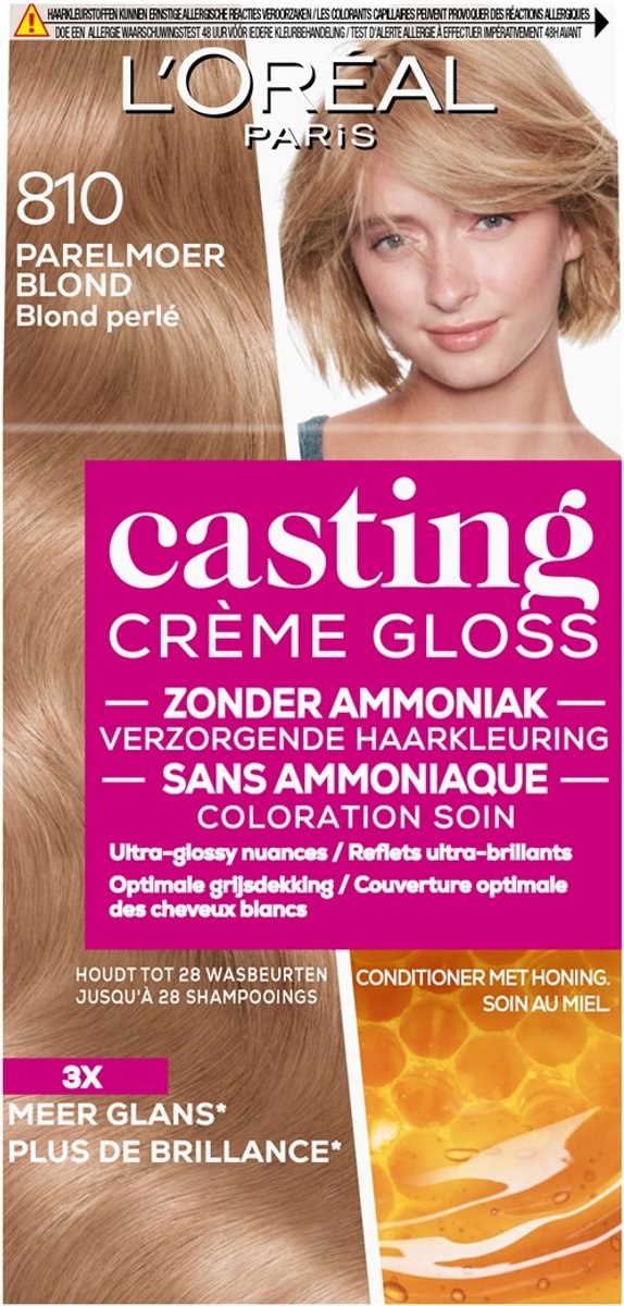 L'Oréal Paris Casting Crème Gloss Parelmoer Blond 810 - Semi-permanente Haarkleuring Zonder Ammoniak