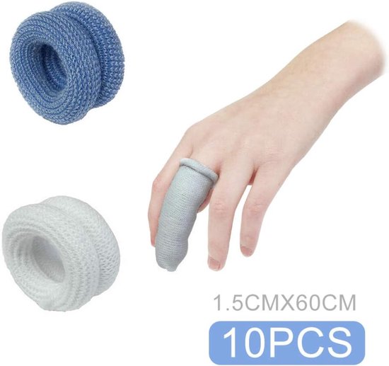 Foto: 10pcs finger bandage first aid tubular bandage finger bobs cots buddies dressings 15x600mm voor gebruik onder e n finger cot pack van 10 blauwe kleur 