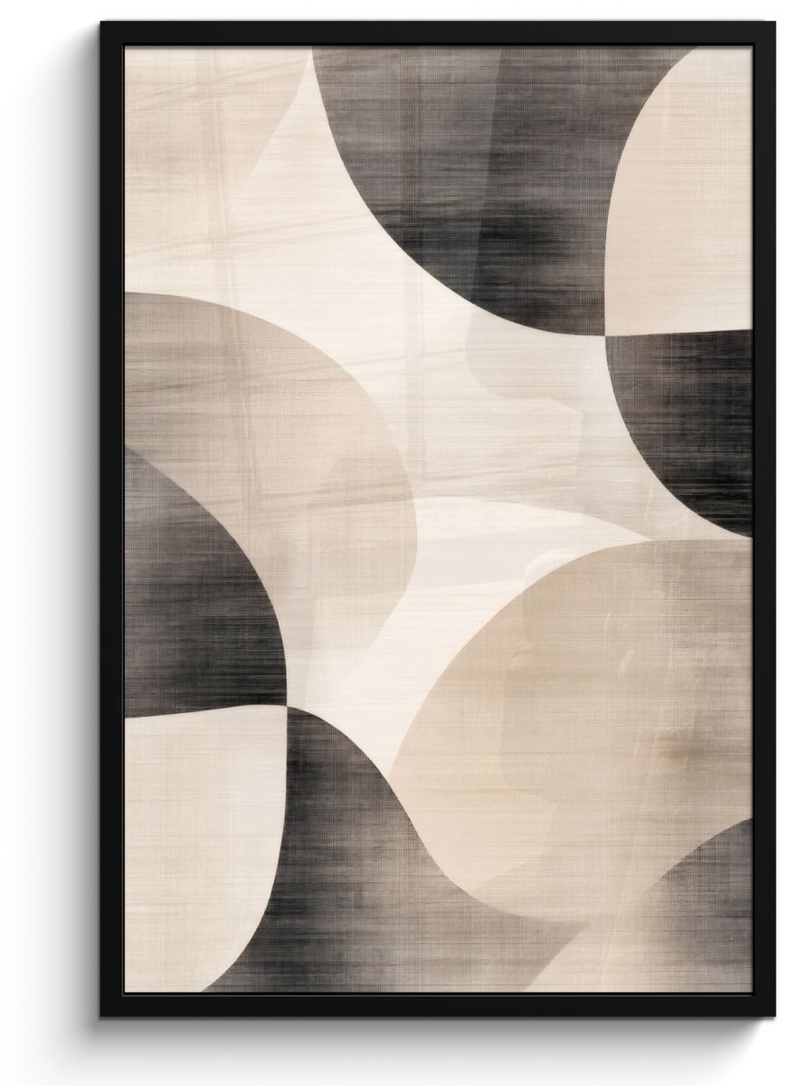 FrameYourWall Poster in lijst - Fotolijst 60x90 cm - Posters - Grillige vormen - Subtiele overgangen - Dynamisch - Posterlijst zwart - Decoratie - Wanddecoratie woonkamer - Muurdecoratie slaapkamer vormen - Dynamisch