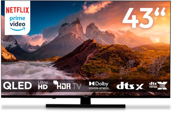 MEDION 108 cm (43") QLED TV (Google TV, 4K, Dolby Vision HDR, Netflix, Prime Video, Disney+, Dolby Atmos, DTS X, Smart TV, PVR, Bluetooth, MD 843700)