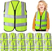 10 STUKS - Kinder Fluovest - Kids Veiligheidsvest - Voor Kinderen - Geel - Fluo Jas Vest - Veiligheidshesje - 10 STUKS - Fluo Hesje - Fluohesje - Reflecteren - Veiligheidsvestje - Veiligheidshesje - Veiligheidsjas - FLUO GEEL kids