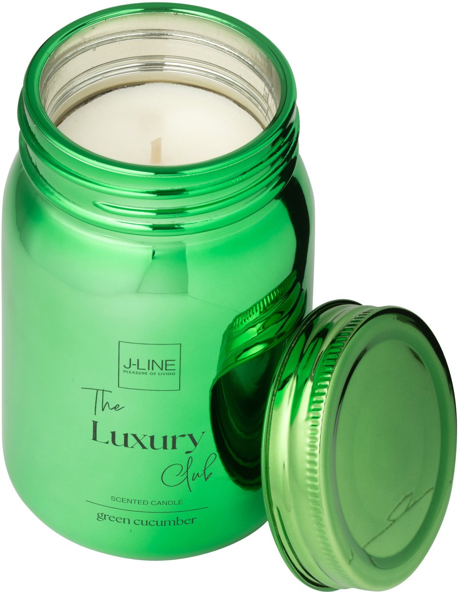 J-Line geurkaars Voorraadpot - Green Cucumber - glas - groen - 69U