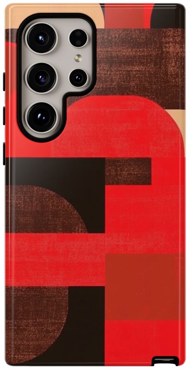 Rood-Bruin Geometrisch Abstract – Telefoonhoesje Geschikt voor Samsung Galaxy S24 Ultra