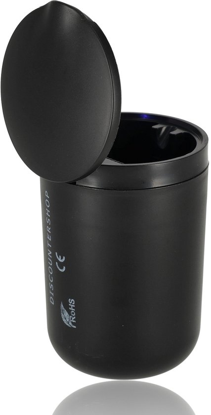Auto Asbak 2 Stuks – Zwart met Deksel & LED – Rookvrije Asbak voor Auto & Vrachtwagen – Ø7 cm x 10.5 cm – Past in Bekerhouder – Geurloos & Veilig