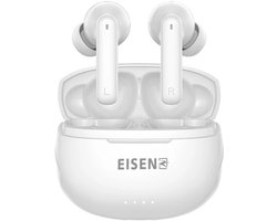 EISENZ Draadloze Oordopjes Bluetooth 5.3 met ENC Microfoon – True Wireless Earbuds met Diepe Bass, Touch Control, IPX4 Waterdicht – Wit | EISENZ Wireless Earbuds Bluetooth 5.3