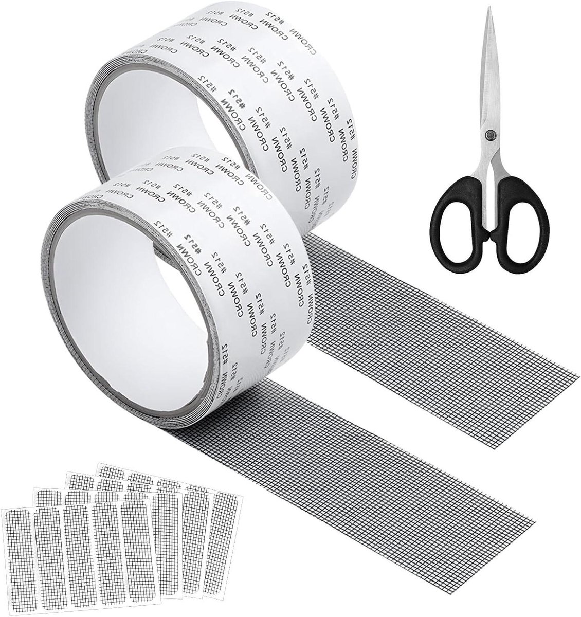 Grijze Vliegenhor Reparatie Tape - 7 Stuks - 5 × 200 cm - Zelfklevend - Insectennet - Glasvezel - Horrennet reparatie set