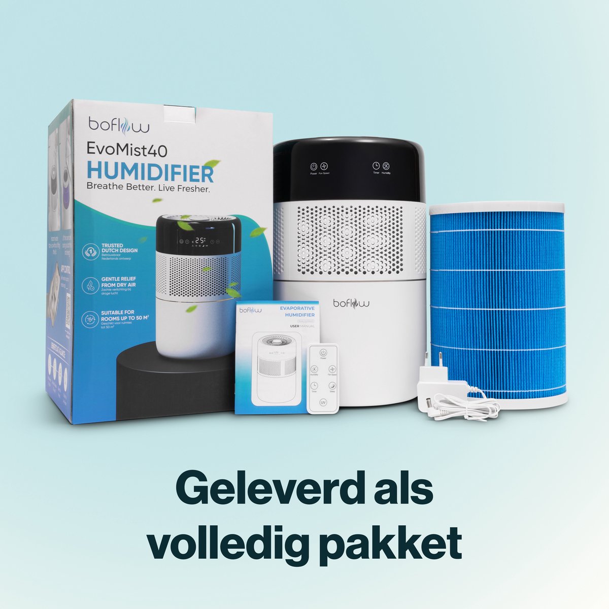 BoFlow® EvoMist40 Luchtbevochtiger - Top Filling - 3-in-1: Luchtbevochtiger met Filter, UV-lamp en Aromatherapie thumbnail 8