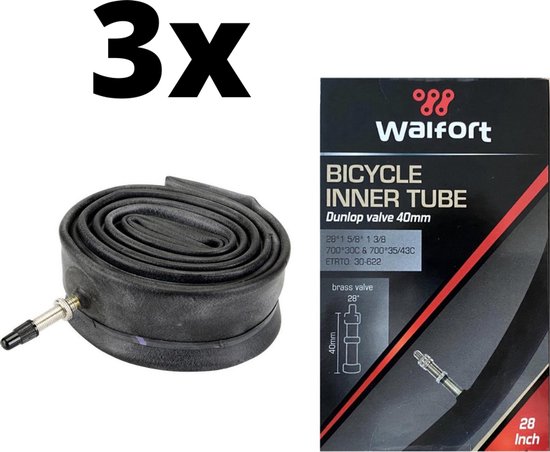 3 x Binnenband 28 inch / 28" voor de Fiets / Dunlop Ventiel / Racefiets / Mountainbike / 40 mm / Band 40 / 30 - 622 Wiel / 28 * 1 5/8 * 1 3/8 / 28 " — afbeelding 3