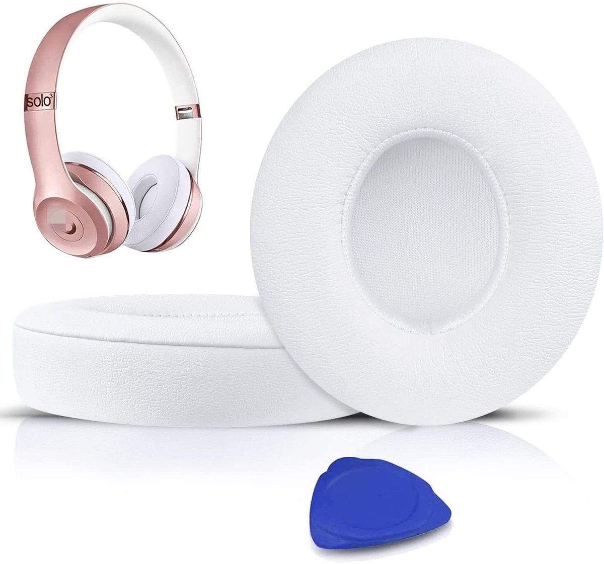 Vervangende oorkussens Geschikt voor Beats Solo 2 en Solo 3 draadloze on-ear hoofdtelefoons, Solo2 Solo3 oorkussens in zacht proteïneleer met extra dikte - Wit