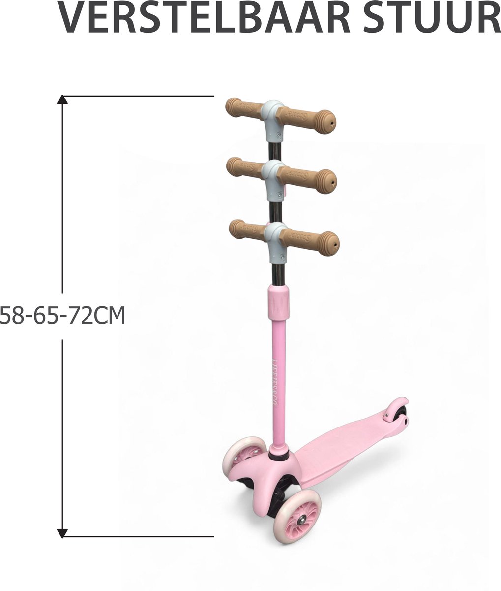 Liefjes & Co Kinderstep – 3-wielen Step - Met Lichtgevende Wielen – 2-6 jaar – Pastelroze — afbeelding 4