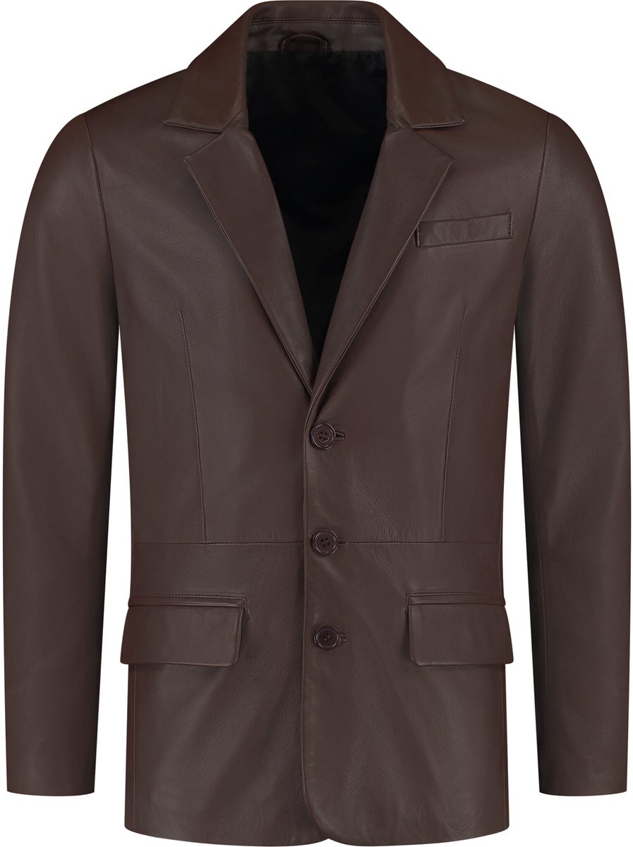 Leren Blazer Heren – Echt Lamsleer – Donkerbruin/Chocolade – 3-Knoopsluiting, Binnenzakken & Klassiek Colbertmodel