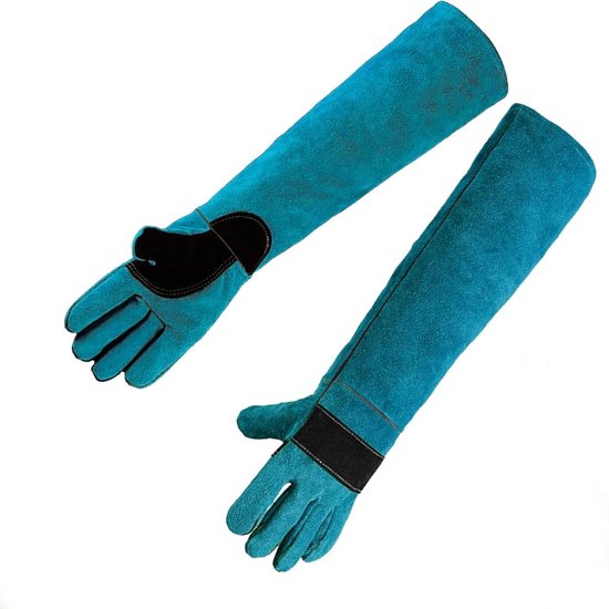 Gants de manipulation d'animaux, gants de protection de 60 cm de long, gants anti-morsures en cuir de vachette, gants pour protéger chiens, chats, oiseaux, serpents, perroquets, lézards et autres reptiles pendant le lavage