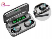 Bluetooth oordopjes draadloos met LCD Display – Inclusief 2200mAh Powerbank Case – Bluetooth 4.1 – 10m Bereik – Tot 6u Speeltijd – Zwart - 31675