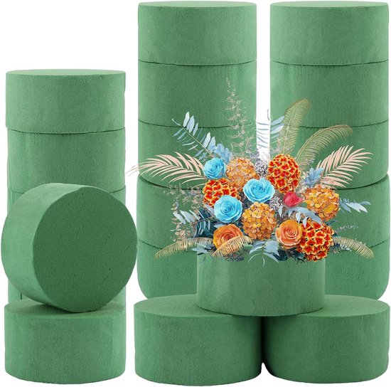 24 morceaux de mousse florale ronds de 8 x 4 cm - pour fleurs fraîches et compositions florales