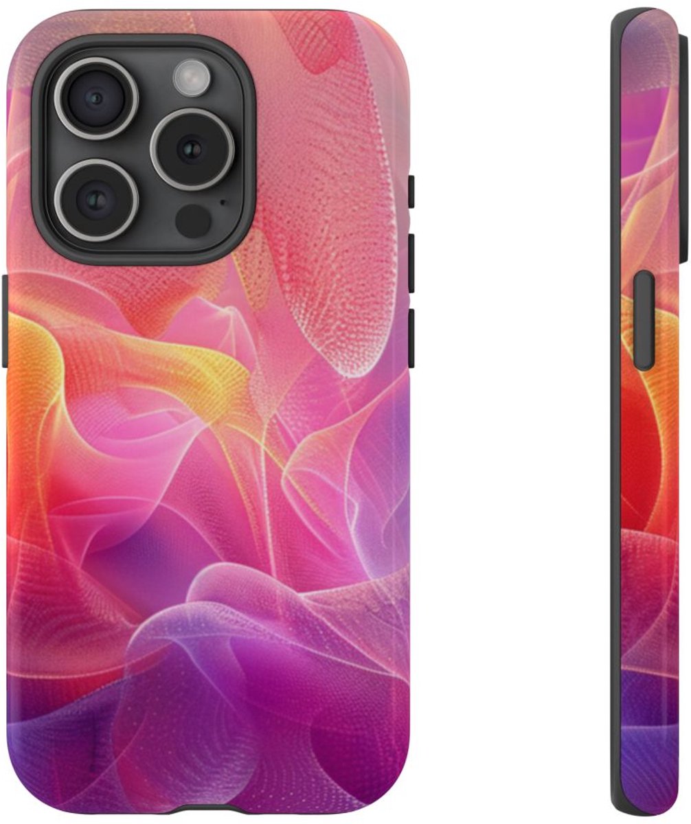 Kleurrijk Abstract Golvend Textiel Design – Telefoonhoesje Geschikt voor iPhone 15 Pro