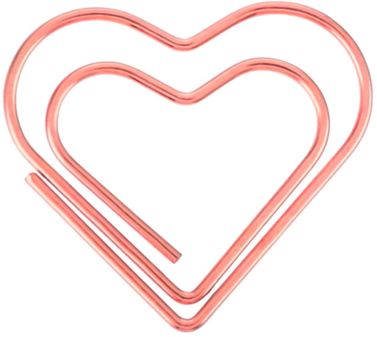 Fako Bijoux - 50x Clip Hart Rosé Goud - Sluitclip - Paperclip - Papierklem - Cadeauverpakking - Trouwen - Geboorte - Rosé Goudkleurig - 50 Stuks