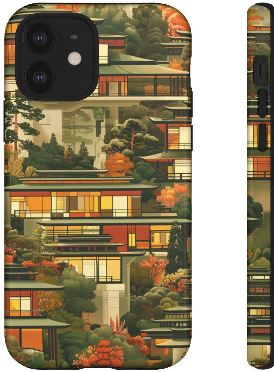 Herfstlandschap met Moderne Architectuur – Telefoonhoesje Geschikt voor iPhone 12