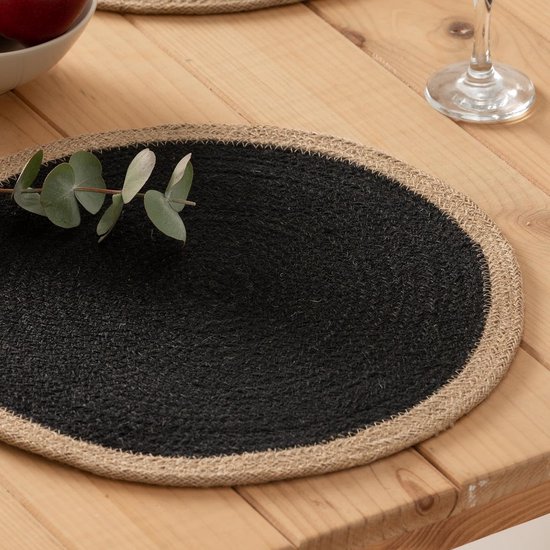 Placemats Rond Jute Natuurlijk Handgemaakt 38x38 Cm - Set Van 2