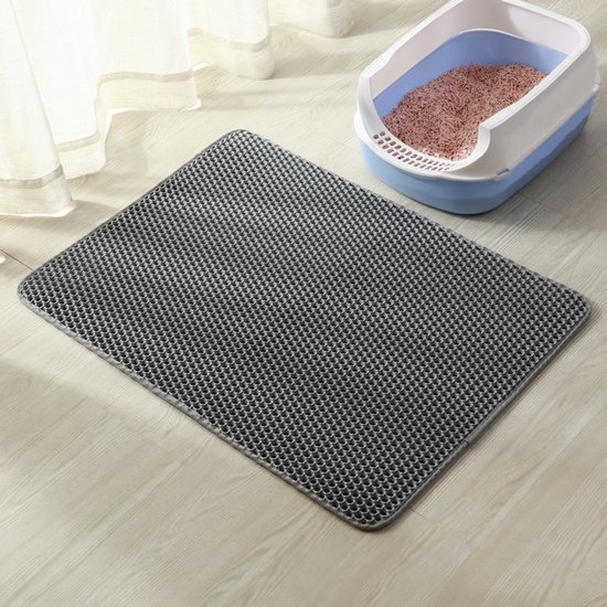 Dubbelwandige EVA-kattenbakmat, Opvouwbare Kattenbakmat, Honingraatvormige Kattenbakmat, Waterdicht, Antislip, Gemakkelijk Schoon Te Maken, Kattenbakvullingverzamelaar, 50x40cm