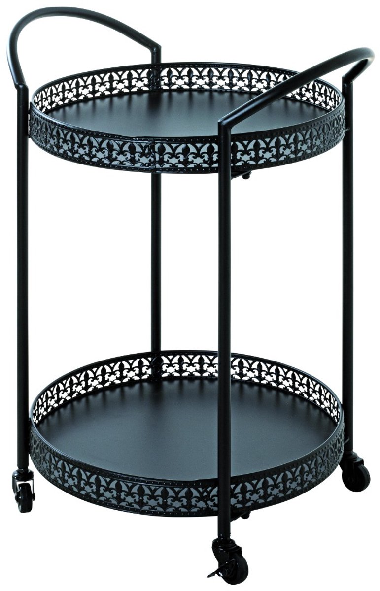 Keukentrolley – Zwart stalen buisframe met metalen planken – Industrieel design – 71 cm hoog, 51 cm breed, 42 cm diep